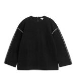 ARKET kleding 0DXJP436 zwart wit trui van gekookte wol vrouwen