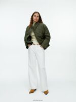 ARKET kleding 0DXJP450 donker kahkigroen gewatteerd jasje met sjaalkraag vrouwen - Image 2
