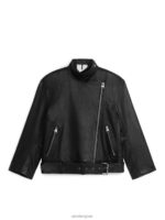 ARKET kleding 0DXJP459 zwart oversized leren jas vrouwen - Image 2