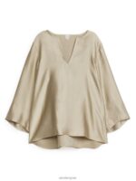 ARKET kleding 0DXJP45 beige blouse van linnenmix vrouwen