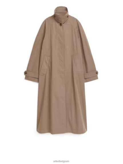 ARKET kleding 0DXJP465 donker beige trenchcoat van katoenmix vrouwen