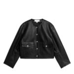 ARKET kleding 0DXJP475 zwart kort leren jack vrouwen