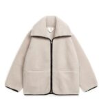 ARKET kleding 0DXJP477 lichtbeige/zwart leren gedetailleerd stapeljack vrouwen