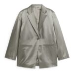 ARKET kleding 0DXJP488 grijs oversized satijnen blazer vrouwen
