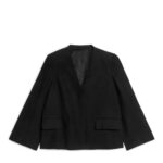 ARKET kleding 0DXJP489 zwart kraagloze linnen blazer vrouwen