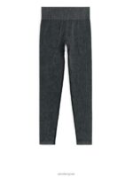 ARKET kleding 0DXJP508 zwart gewassen geribbelde naadloze panty vrouwen