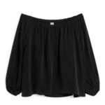 ARKET kleding 0DXJP53 zwart off-shoulder cupro-topje vrouwen