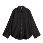 ARKET kleding 0DXJP55 zwart zijden twill overhemd vrouwen