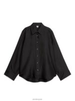 ARKET kleding 0DXJP55 zwart zijden twill overhemd vrouwen - Image 5