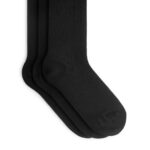 ARKET kleding 0DXJP578 zwart katoenen ribsokken Heren