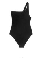 ARKET kleding 0DXJP585 zwart gekreukeld badpak met één schouder vrouwen - Image 2