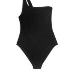ARKET kleding 0DXJP585 zwart gekreukeld badpak met één schouder vrouwen
