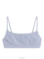 ARKET kleding 0DXJP593 blauw Wit seersucker bikinitopje vrouwen