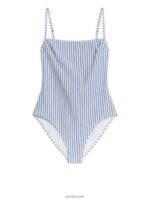 ARKET kleding 0DXJP596 blauw Wit seersucker badpak vrouwen