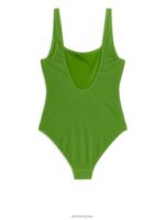 ARKET kleding 0DXJP598 groente Gekreukt zwempak met vierkante hals vrouwen - Image 2
