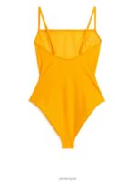 ARKET kleding 0DXJP599 donker geel Badpak met vierkante hals vrouwen - Image 2