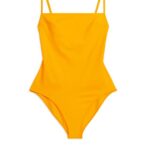 ARKET kleding 0DXJP599 donker geel Badpak met vierkante hals vrouwen