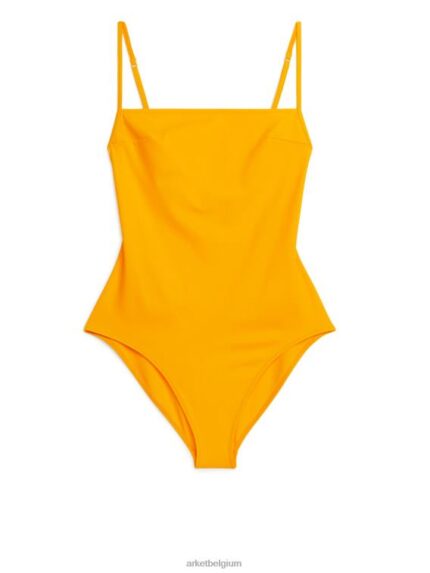 ARKET kleding 0DXJP599 donker geel Badpak met vierkante hals vrouwen
