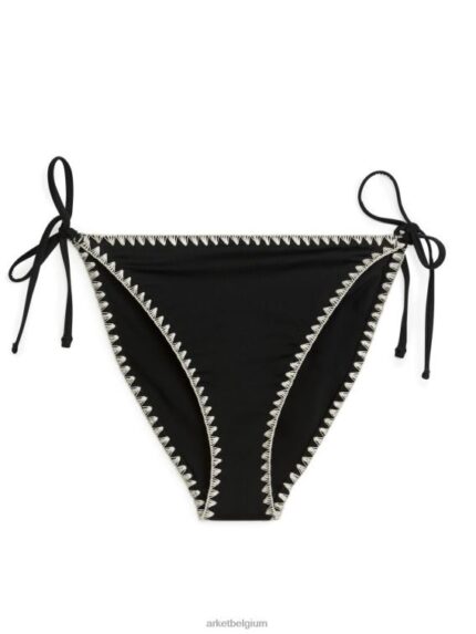 ARKET kleding 0DXJP609 zwart/gebroken wit bikinibroekje met striktanga vrouwen
