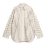 ARKET kleding 0DXJP60 lichtbeige/zwart relaxed poplin overhemd vrouwen