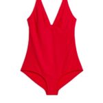 ARKET kleding 0DXJP611 rood zwempak met v-hals vrouwen