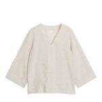 ARKET kleding 0DXJP63 beige pop-over overhemd van linnen vrouwen