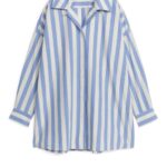 ARKET kleding 0DXJP6 blauw/gebroken wit katoenen linnen overhemd vrouwen