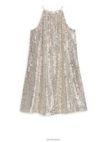 ARKET kleding 0DXJP79 zilver jurk met paillettenband vrouwen