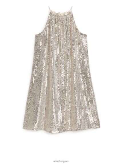 ARKET kleding 0DXJP79 zilver jurk met paillettenband vrouwen
