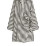 ARKET kleding 0DXJP81 zwart wit linnen wikkeljurk vrouwen