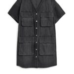 ARKET kleding 0DXJP84 zwart gewassen Utility-denimjurk vrouwen