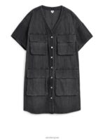 ARKET kleding 0DXJP84 zwart gewassen Utility-denimjurk vrouwen