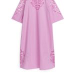 ARKET kleding 0DXJP89 roze geborduurde maxi-jurk vrouwen