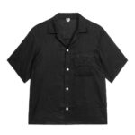 ARKET kleding 0DXJP926 zwart linnen resortoverhemd Heren