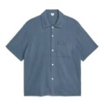 ARKET kleding 0DXJP937 staal blauw bouclé jersey overhemd Heren