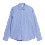 ARKET kleding 0DXJP938 lichtblauw linnen overhemd met normale pasvorm Heren