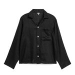 ARKET kleding 0DXJP947 zwart linnen overhemd Heren