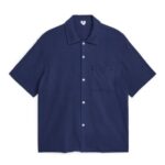 ARKET kleding 0DXJP954 donkerblauw bouclé jersey overhemd Heren