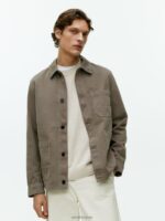 ARKET kleding 0DXJP964 kaki groen overdyed twill overshirt Heren - Image 2