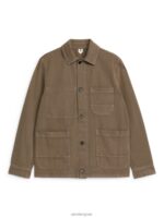 ARKET kleding 0DXJP964 kaki groen overdyed twill overshirt Heren