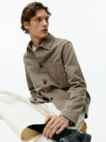 ARKET kleding 0DXJP964 kaki groen overdyed twill overshirt Heren - Image 4