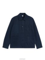 ARKET kleding 0DXJP965 donkerblauw overdyed twill overshirt Heren - Image 3