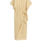 ARKET kleding 0DXJP97 beige linnen wikkeljurk vrouwen