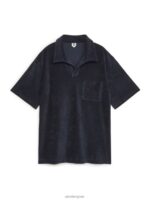 ARKET kleding 0DXJP981 donkerblauw poloshirt van katoenen badstof Heren