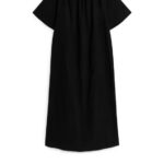 ARKET kleding 0DXJP99 zwart off-shoulder maxi-jurk vrouwen