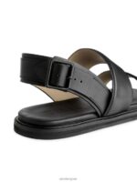 ARKET schoenen 0DXJP1271 zwart Leren sandalen met gesp Heren - Image 5