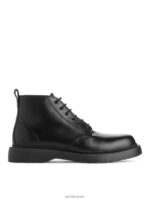 ARKET schoenen 0DXJP1277 zwart leren veterlaarzen Heren - Image 2