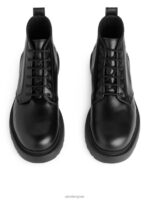 ARKET schoenen 0DXJP1277 zwart leren veterlaarzen Heren - Image 4