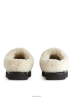 ARKET schoenen 0DXJP524 zwart/gebroken wit leren stapelpantoffels vrouwen - Image 4