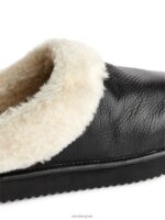 ARKET schoenen 0DXJP524 zwart/gebroken wit leren stapelpantoffels vrouwen - Image 5